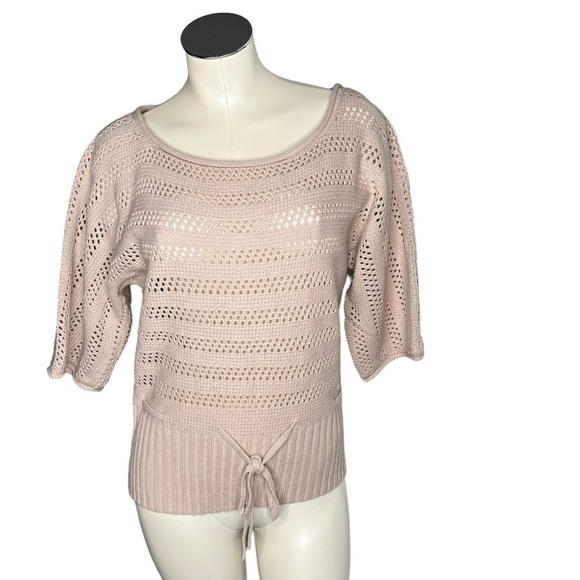 HOOKED UP by IOT Silver Sparkle Pink Knit 3/4 Sleeves Sweater Junior's Size L - Picture 1 of 16
